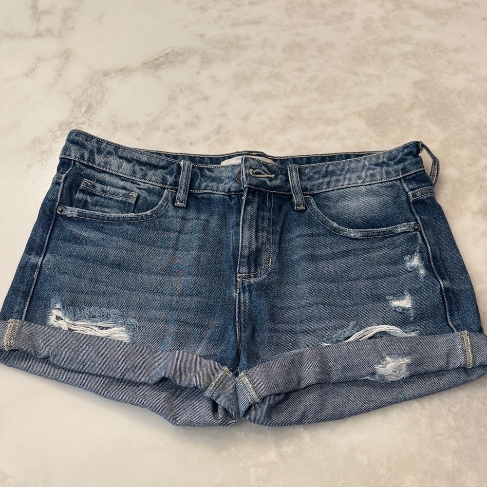 Casual Blue Distressed Jean Shorts